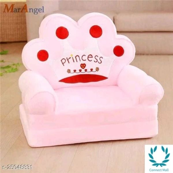 Cute Little Princess Super Soft Sofa For Kids - Free Size, Baby Pink, Vevet, Multipack:1